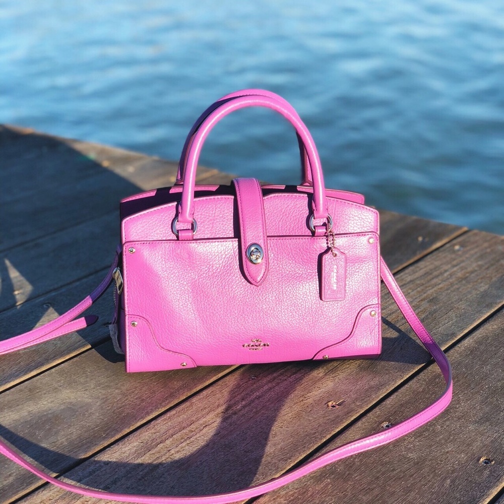 coach small mercer satchel crossbody purple - Picture 5 of 7